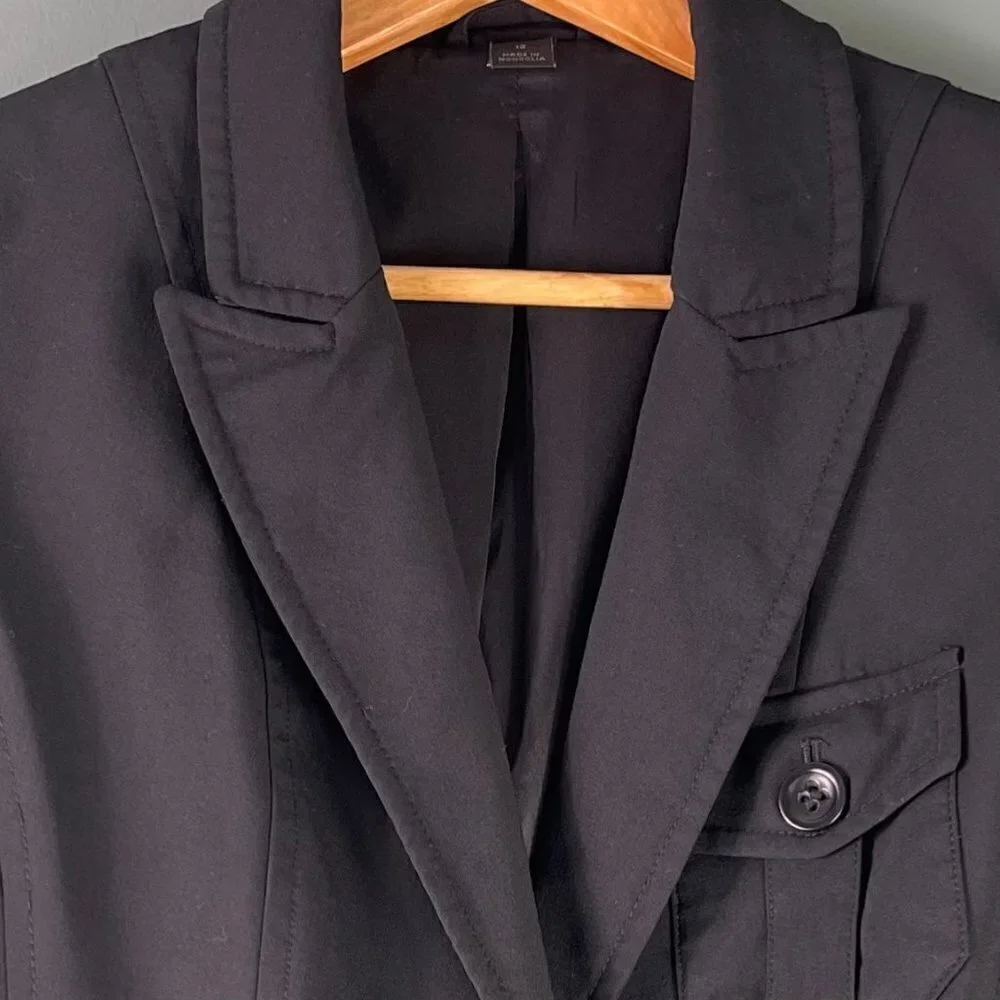 Express Blazer Jacket Size 12 Two Button Black Single Breasted Wool Blend
